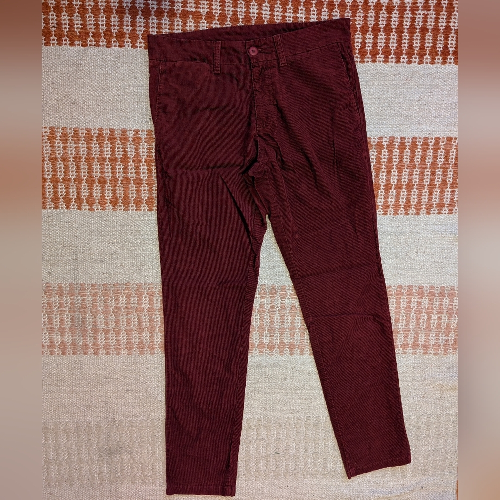 Carhartt WIP Corduroy Pants Sid Men's 30x32 Red Cotton Stretch Holiday Tapered